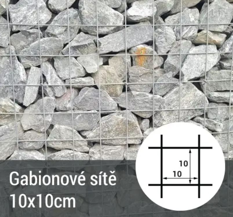  Gabionové sítě s okem 10 × 10 cm v různých rozměrech skladem